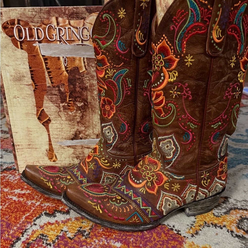 Old Gringo Brown Embroidered Cowboy Boots